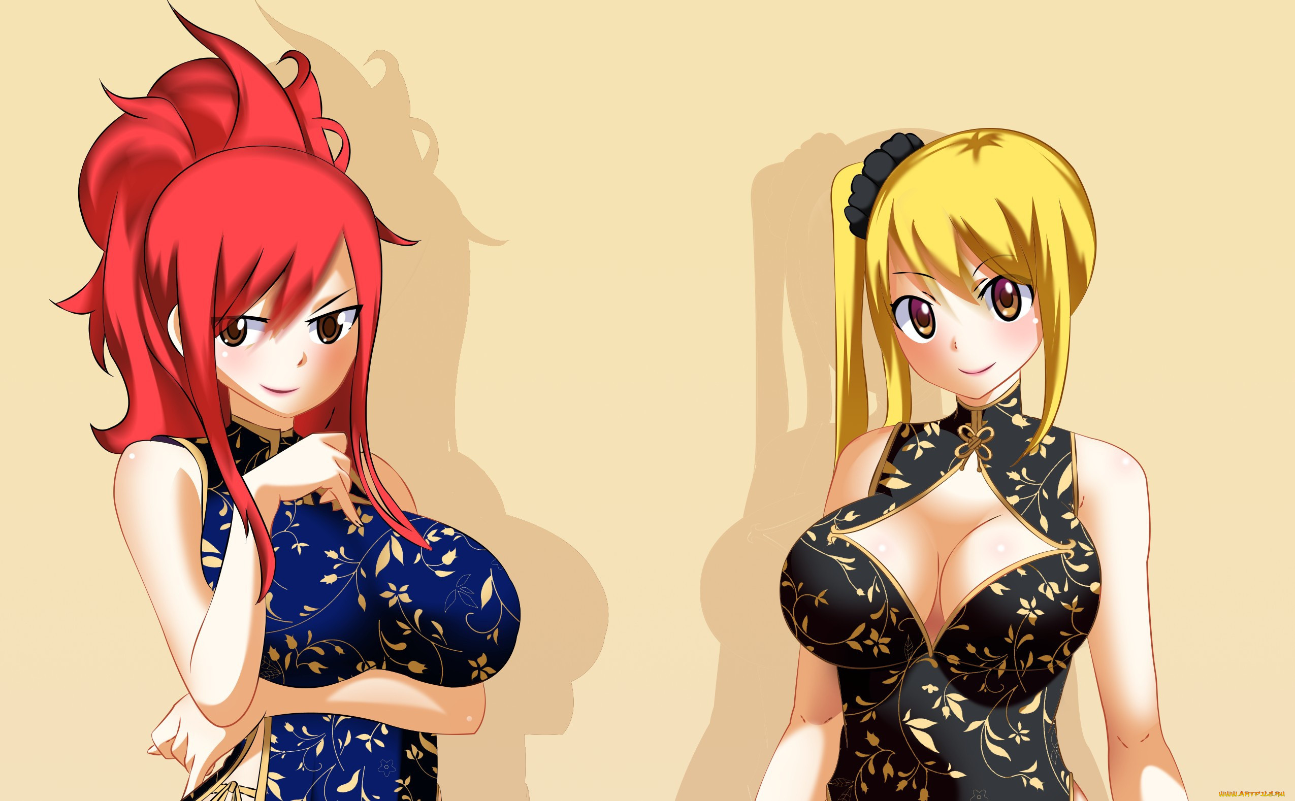 , fairy tail, llucy, by, sharknex01, erza, mahou